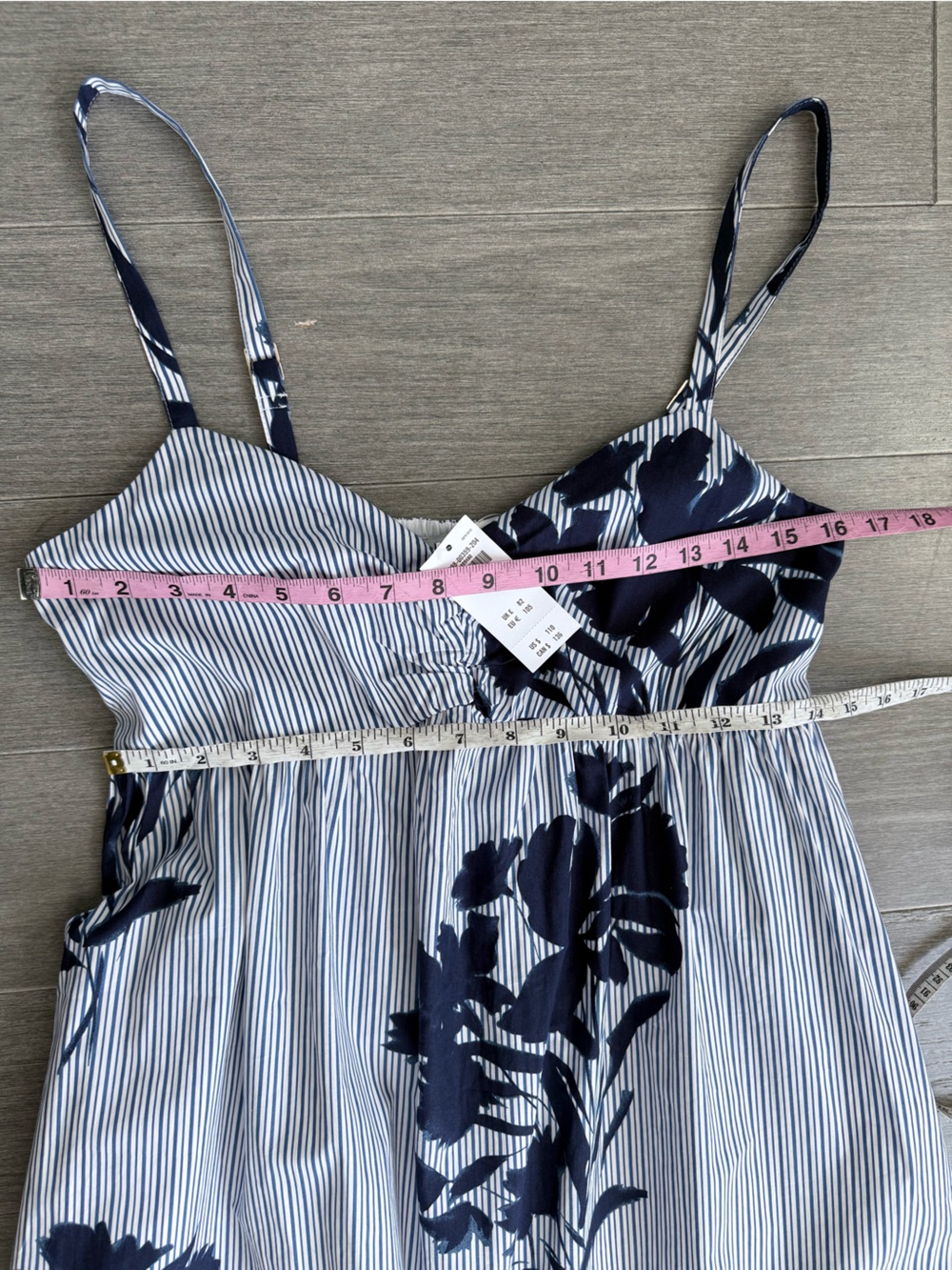 Abercrombie & Fitch Sweetheart Babydoll Maxi Dress Blue Floral Stripe NWT M P - Picture 15 of 16